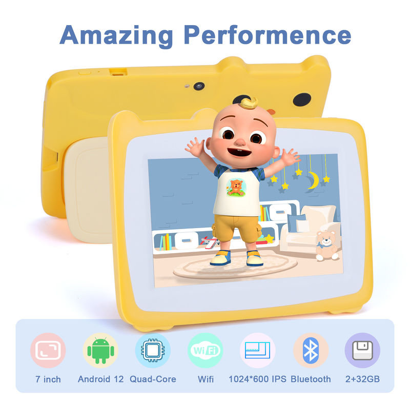 C Idea 7 pouces Tablettes d'écran tactile pour enfants Doubles caméras Écran haute définition 2+32G Jaune