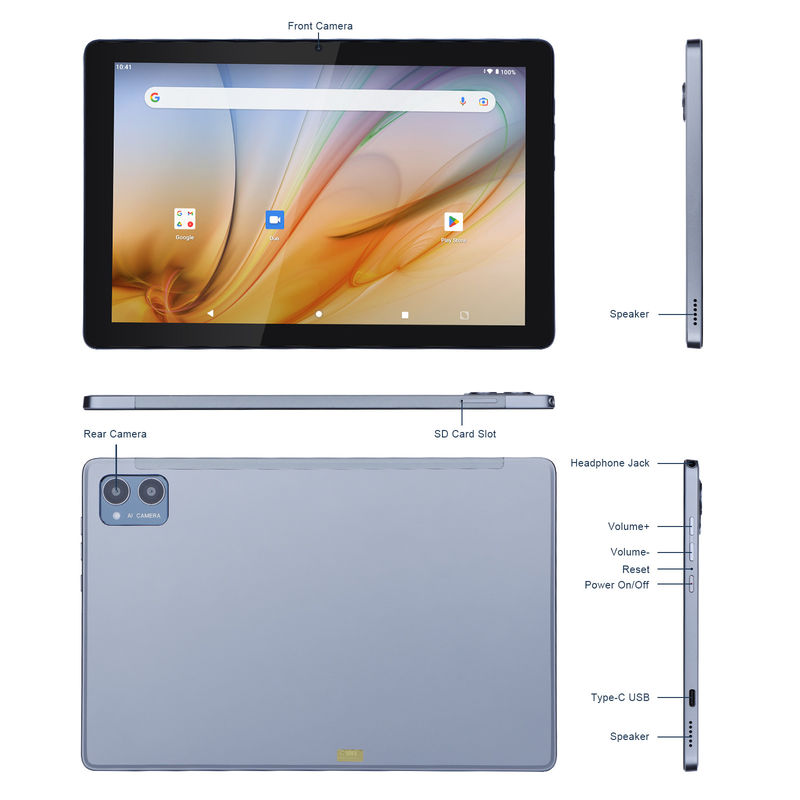 C Idea Tablette éducative pour les étudiants Android 12 Tablette 10 pouces avec Google Play 64 Go de ROM 3 Go de RAM 128 Go