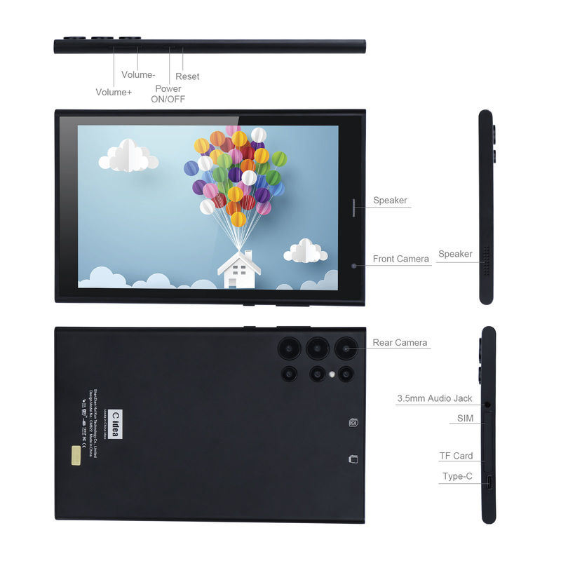 C idée Tablette Android de 8 pouces PC 8 Go de RAM 512 Go de ROM Quad Core 800 * 1280 Tablettes HD avec carte Wifi / SIM CM822 (Noir)