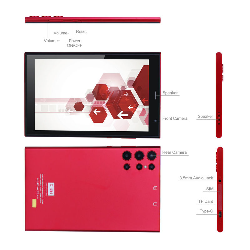 C idée Wifi 8 pouces Tablet PC avec une batterie de 8 000 mAh 512 Go stockage double caméra 5MP + 8MP CM822 (rouge)