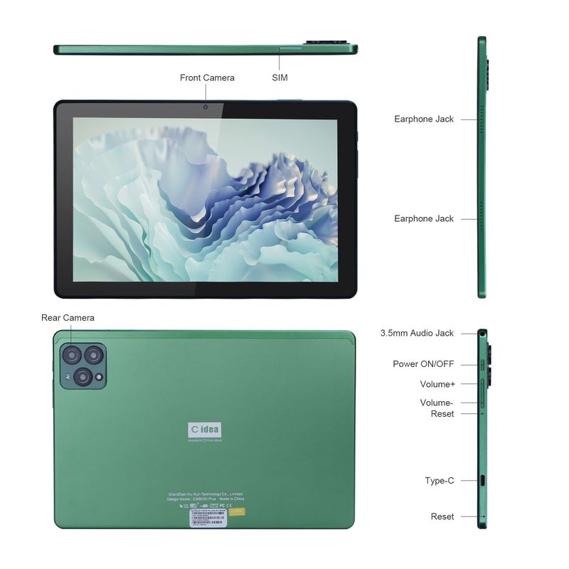 C idée 10 pouces Tablet PC avec caméras 13MP + 16MP et 256GB de mémoire étendue affichage IPS haute définition CM8000plus
