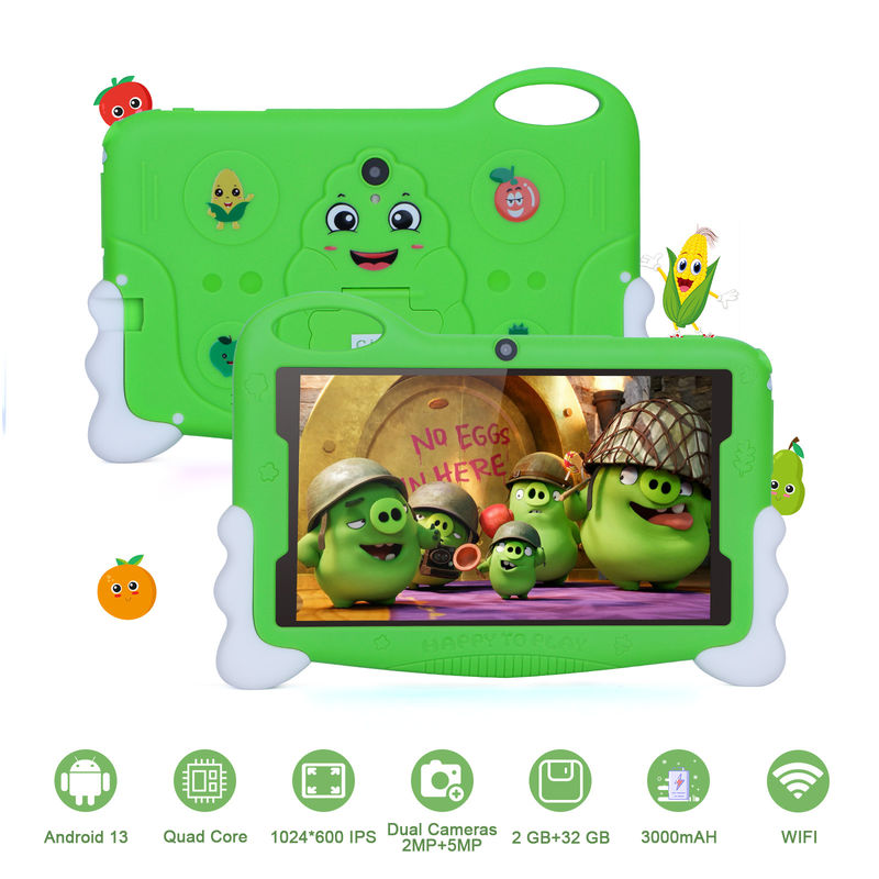 C idée Tablette d'étude pour enfants étudiants 7 pouces mignonne longue durée de vie de la batterie 32 Go Stockage 2 MP + 5 MP Doubles caméras CM90 Vert