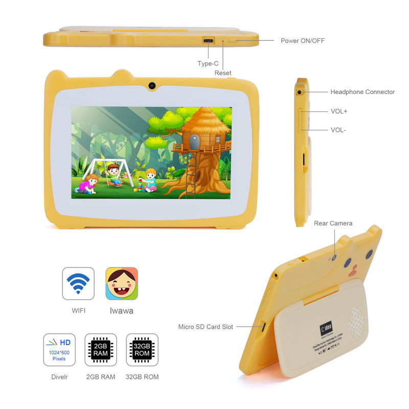 C Idea Tablette 7 pouces pour enfants avec boîtier de preuve 2 Go + 32 Go Google Play Tablette Kidspad CM82