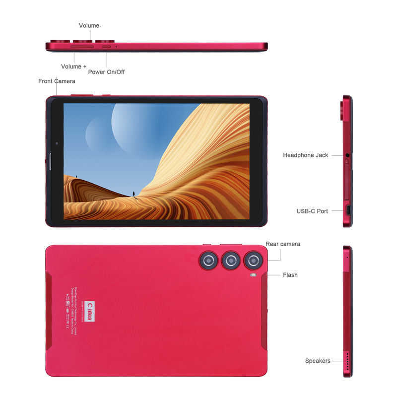 C idée PC tablette Android 8 pouces 256GB Grande capacité de stockage 5MP + 8MP Caméras 8000mAh Durée de vie de la batterie Lire CM835 Rouge