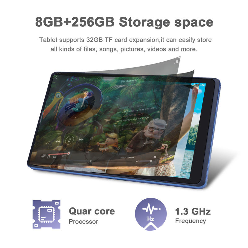 C Idea Bleu 8 pouces Tablette PC Grand stockage Deux caméras Tablettes métalliques pour lire Voir