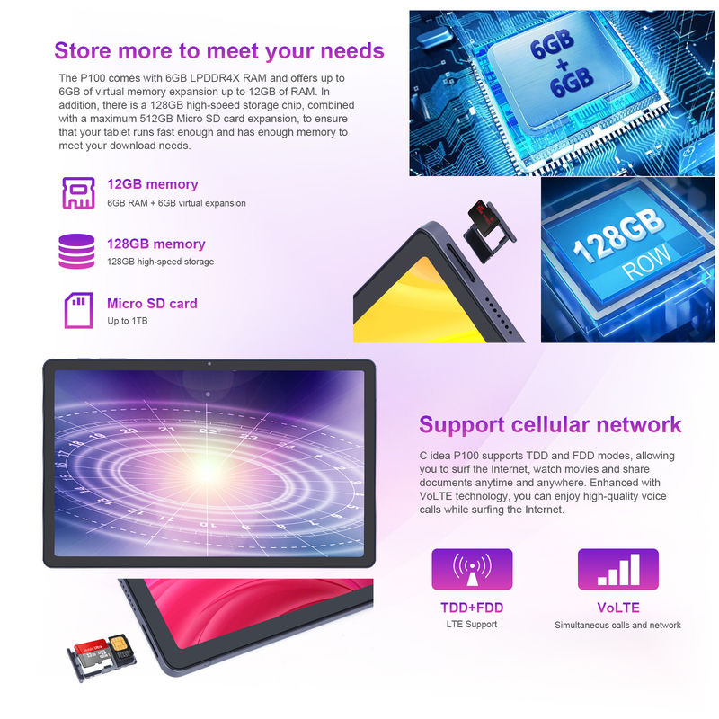 C idée 10,95 pouces Android 13 Tablet 12 Go de RAM 128 Go de ROM Modèle CM100
