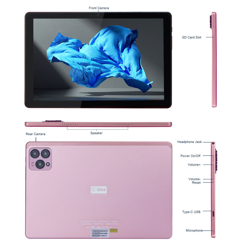 C idée 10 pouces Android 12 Tablet 8 Go de RAM 256 Go de ROM Modèle CM8000PLUS Rose