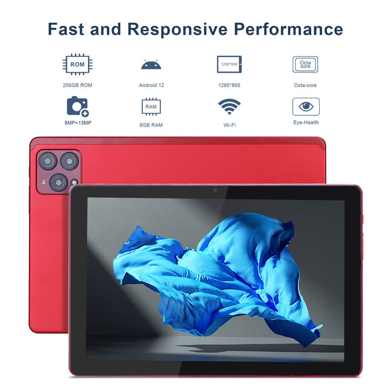 C idée 10 pouces Android 12 Tablet 8 Go de RAM 256 Go de ROM Modèle CM8000PLUS Rouge