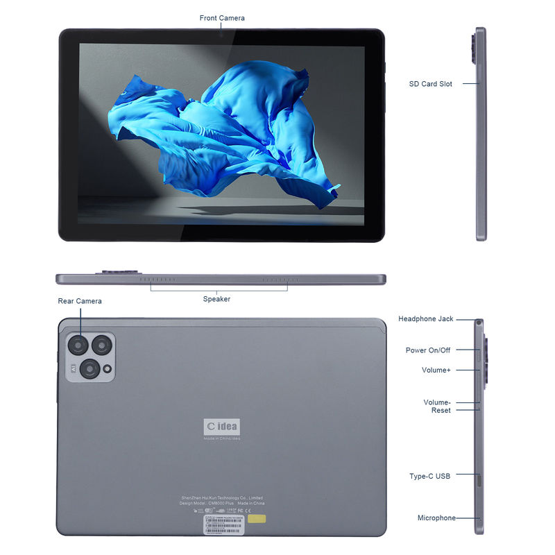 C idée 10 pouces Android 12 Tablet 8 Go de RAM 256 Go de ROM Modèle CM8000PLUS gris