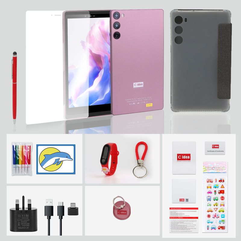 C Idea Android 12 Tablet 6 Go de RAM 128 Go de ROM avec carte SIM 7 pouces Tablette PC pour les étudiants CM525 rose