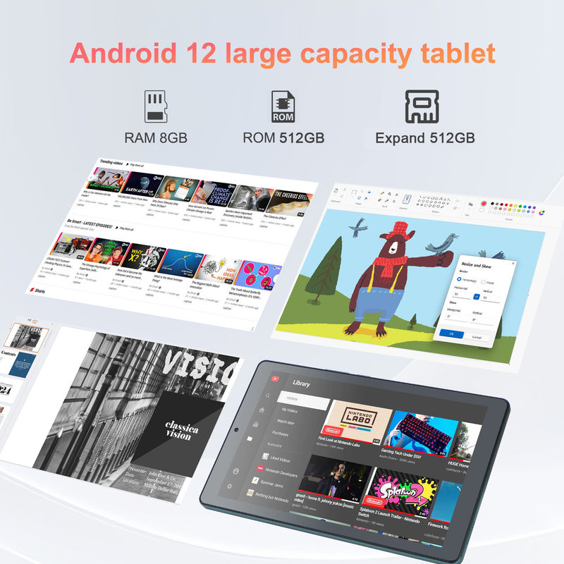 C idée Tablette Android 12 de 9 pouces 8 Go de RAM 512 Go de ROM 5 MP + 8 MP Tablette WIFI à double caméra avec carte SIM CM915 (vert)