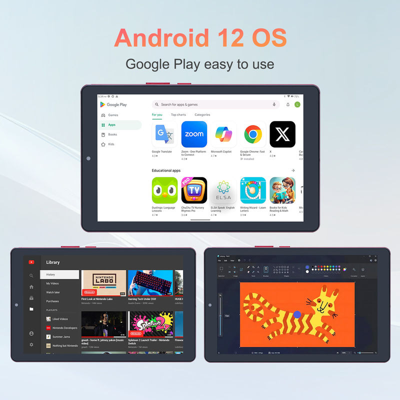 C idée Tablette Android 12 de 9 pouces 8 Go de RAM 512 Go de ROM 5 MP + 8 MP Tablette WIFI à double caméra avec carte SIM CM915 (rouge)