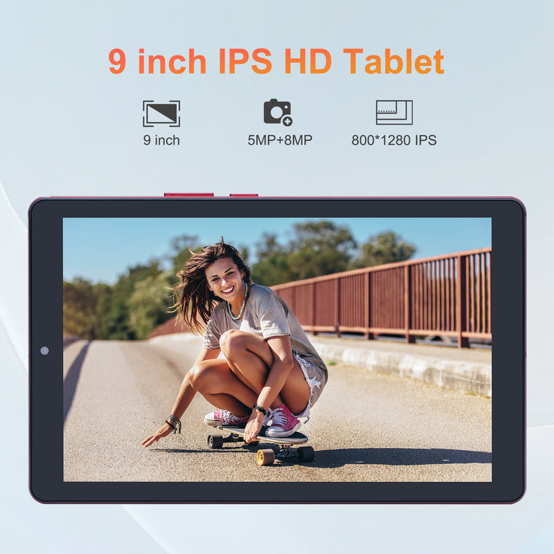 C idée Tablette Android 12 de 9 pouces 8 Go de RAM 512 Go de ROM 5 MP + 8 MP Tablette WIFI à double caméra avec carte SIM CM915 (rouge)