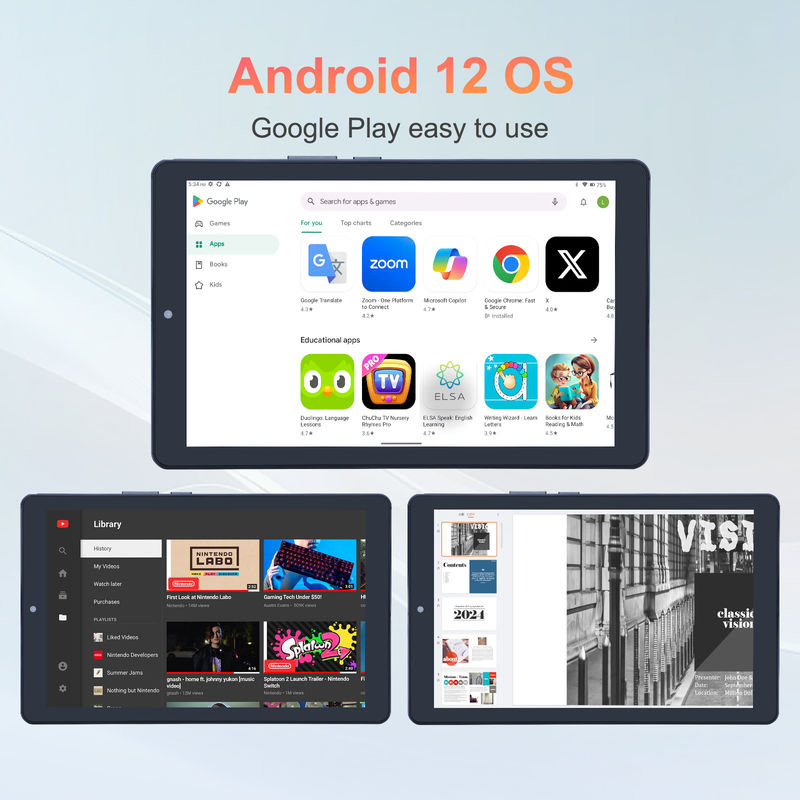 C idée Tablette Android 12 de 9 pouces 8 Go de RAM 512 Go de ROM 5 MP + 8 MP Tablette WIFI à double caméra avec carte SIM CM915 (gris)