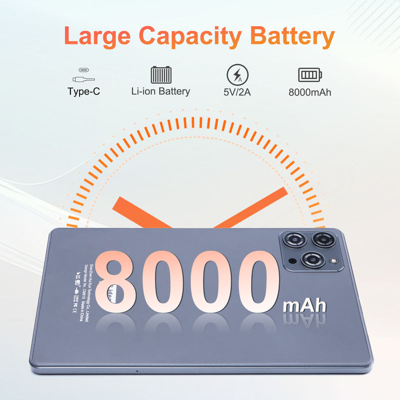 C idée Tablette Android 12 de 9 pouces 8 Go de RAM 512 Go de ROM 5 MP + 8 MP Tablette WIFI à double caméra avec carte SIM CM915 (gris)