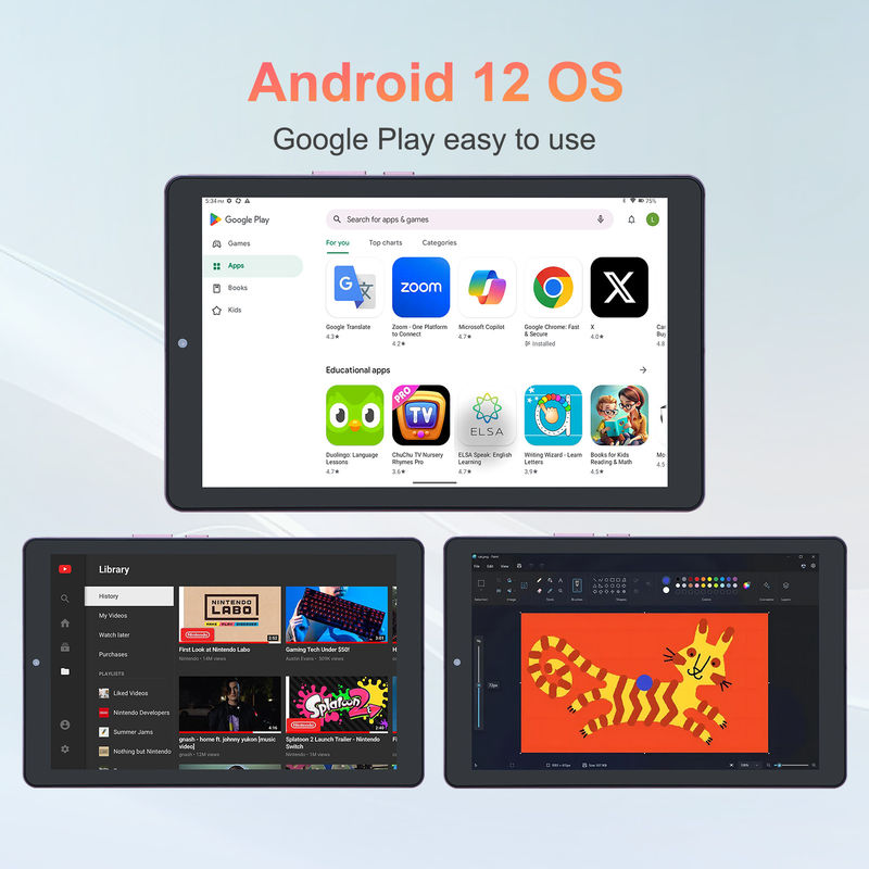 C idée Tablette Android 12 de 9 pouces 8 Go de RAM 512 Go de ROM 5 MP + 8 MP Tablette WIFI à double caméra avec carte SIM CM915 (Rose)