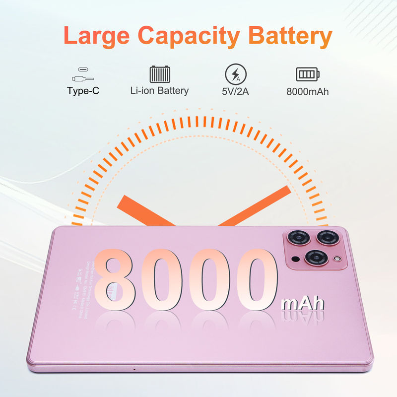 C idée Tablette Android 12 de 9 pouces 8 Go de RAM 512 Go de ROM 5 MP + 8 MP Tablette WIFI à double caméra avec carte SIM CM915 (Rose)
