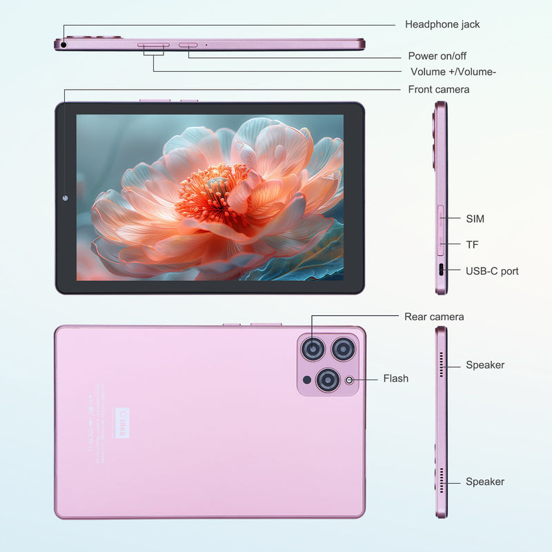 C idée Tablette Android 12 de 9 pouces 8 Go de RAM 512 Go de ROM 5 MP + 8 MP Tablette WIFI à double caméra avec carte SIM CM915 (Rose)