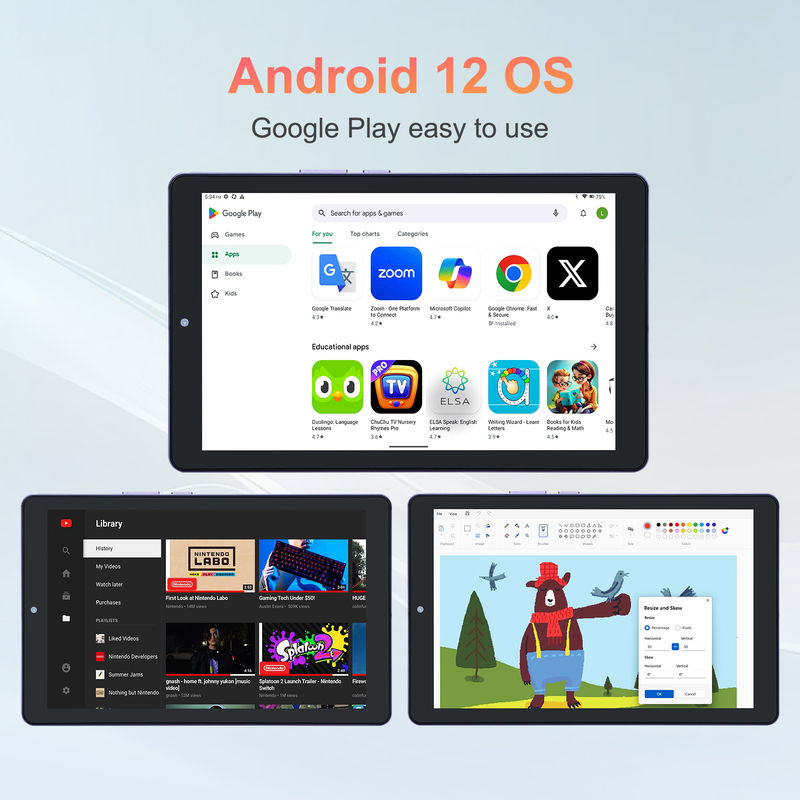 C idée Tablette Android 12 de 9 pouces 8 Go de RAM 512 Go de ROM 5 MP + 8 MP Tablette WIFI à double caméra avec carte SIM CM915 (violet)