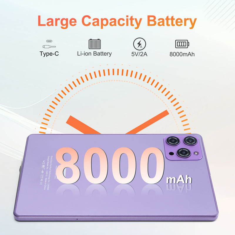 C idée Tablette Android 12 de 9 pouces 8 Go de RAM 512 Go de ROM 5 MP + 8 MP Tablette WIFI à double caméra avec carte SIM CM915 (violet)