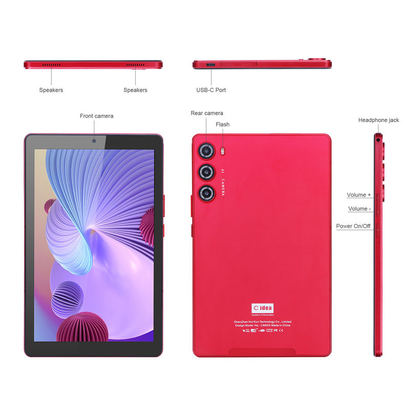 C idée 9 pouces Tablet PC WIFI 2.4G/5G 800x1280 IPS Écran Android Tablette Téléphone Appui aux appels avec double caméra ((Rouge)