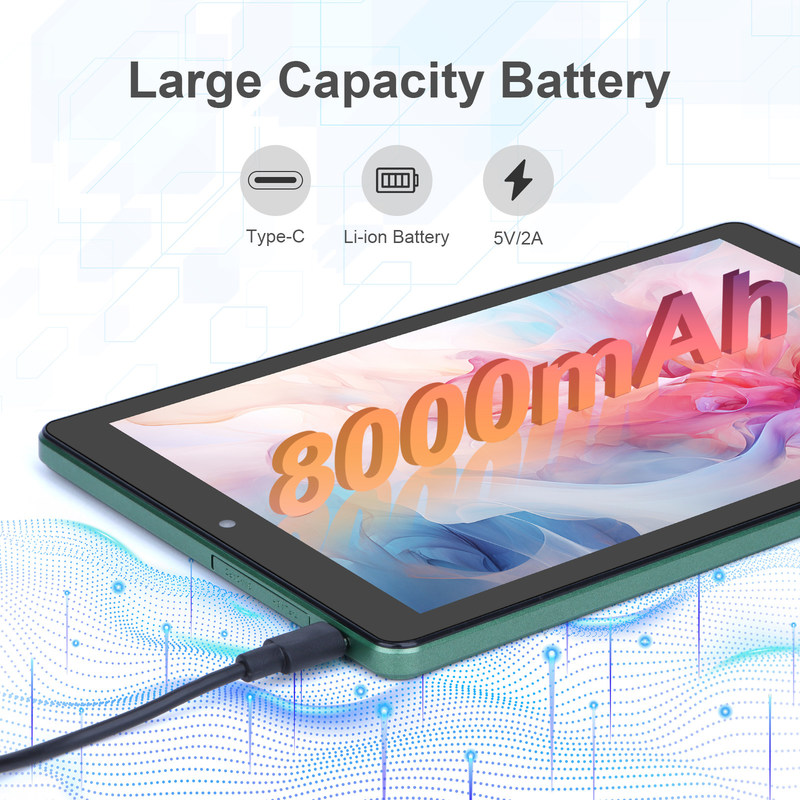 C idée 9 pouces Tablet PC WIFI 2.4G/5G 800x1280 IPS Écran Android Tablette Téléphone Appui aux appels avec double caméra ((vert)