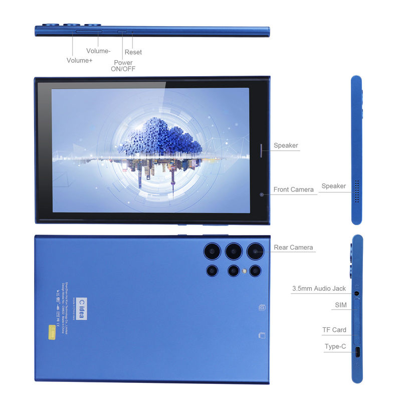 C idée Tablette Android de 8 pouces PC 8 Go de RAM 512 Go de ROM Quad Core 800 * 1280 Tablettes HD avec carte Wifi / SIM CM822 (bleu)