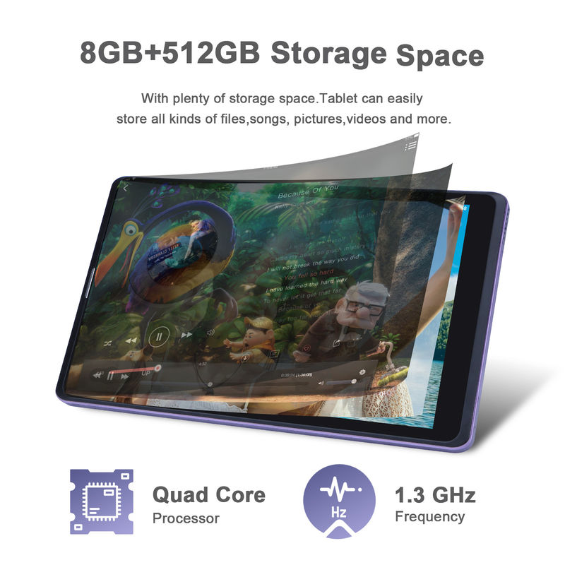C idée 8 pouces Android Tablet PC fabricant avec Android 12 Quad Core 8GB + 512GB stockage IPS HD affichage CM835 ((violet)