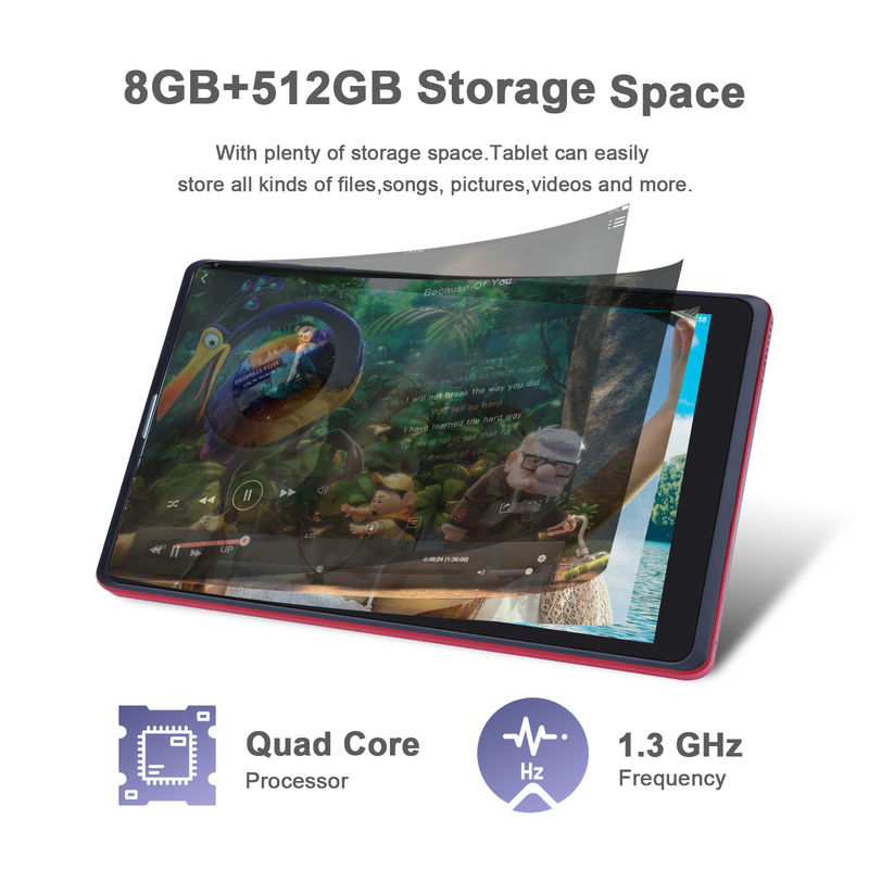 C idée Tablet PC Android 8 pouces Fabricant avec Android 12 Quad Core 8GB+512GB Stockage IPS HD Affichage CM835 (rouge)