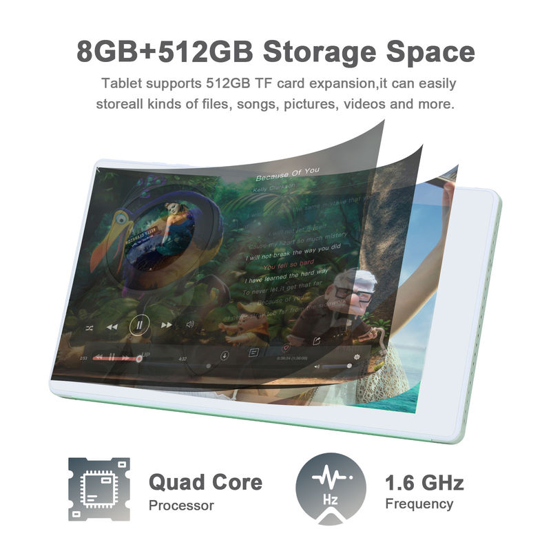 C idée 7 pouces Android Smart Tablets 8+512GB Quad Core WiFi Tablette à écran tactile HD CM513 ((vert)