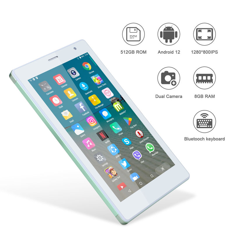 C idée 7 pouces Android Smart Tablets 8+512GB Quad Core WiFi Tablette à écran tactile HD CM513 ((vert)
