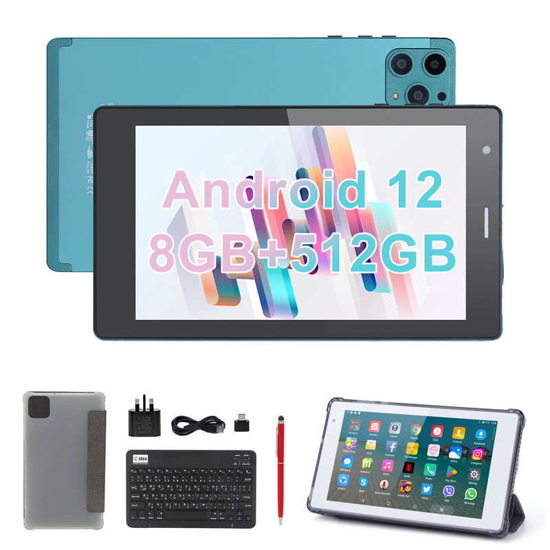 C idée 7 pouces Android Smart Tablets 8+512GB Quad Core WiFi Tablette à écran tactile HD CM513 ((Bleu)