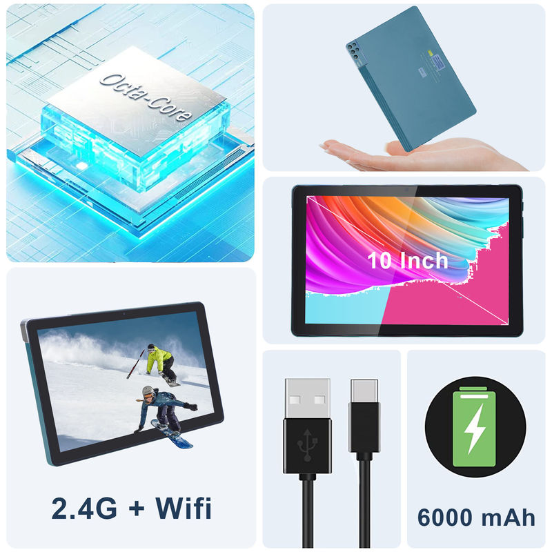 C idée 256ROM 10 pouces Tablet PC double caméra 5MP + 8MP Quad Core avec clavier Casse CM7000 bleu