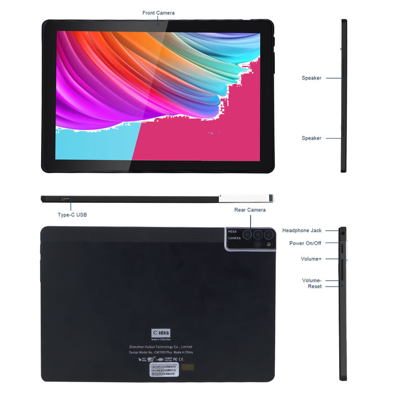 C idée 800x1280 IPS 10 pouces Tablette PC avec boîtier 256GB ROM Quad Core Double 5MP + 8MP Caméra HD IPS Affichage CM7000 Noir