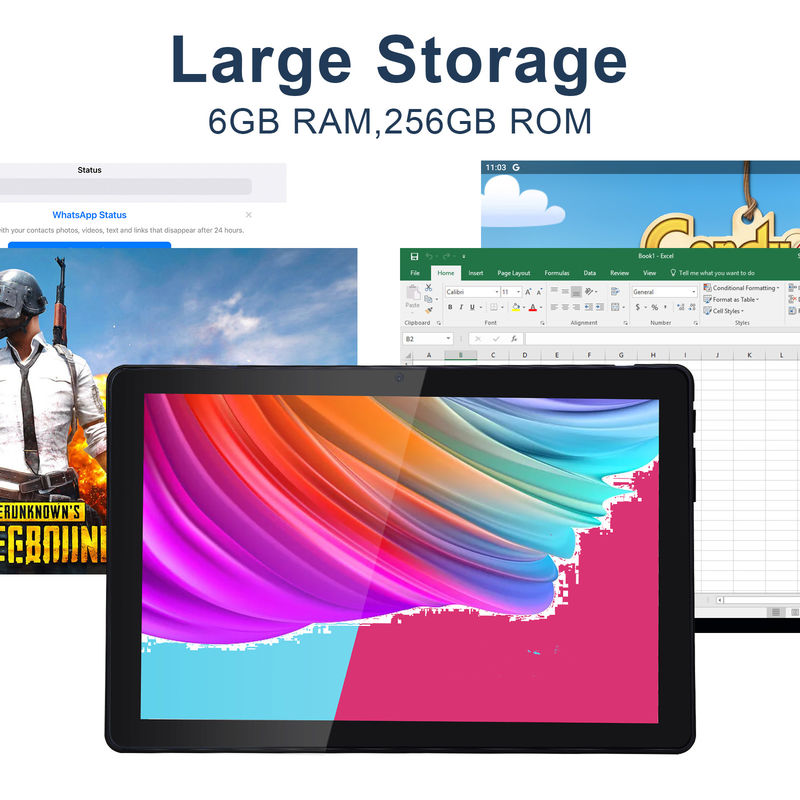 C idée 800x1280 IPS 10 pouces Tablette PC avec boîtier 256GB ROM Quad Core Double 5MP + 8MP Caméra HD IPS Affichage CM7000 Noir