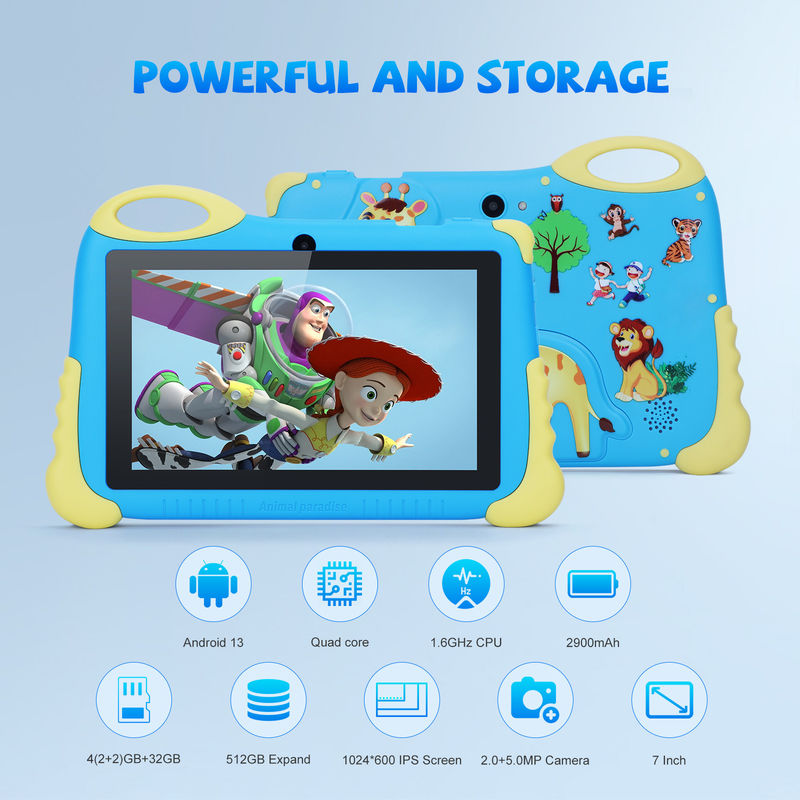 C Idée Tablette Android 7 pouces pour les 3 à 7 ans Élargir 512 Go Tablette Kidspad avec boîtier CM92
