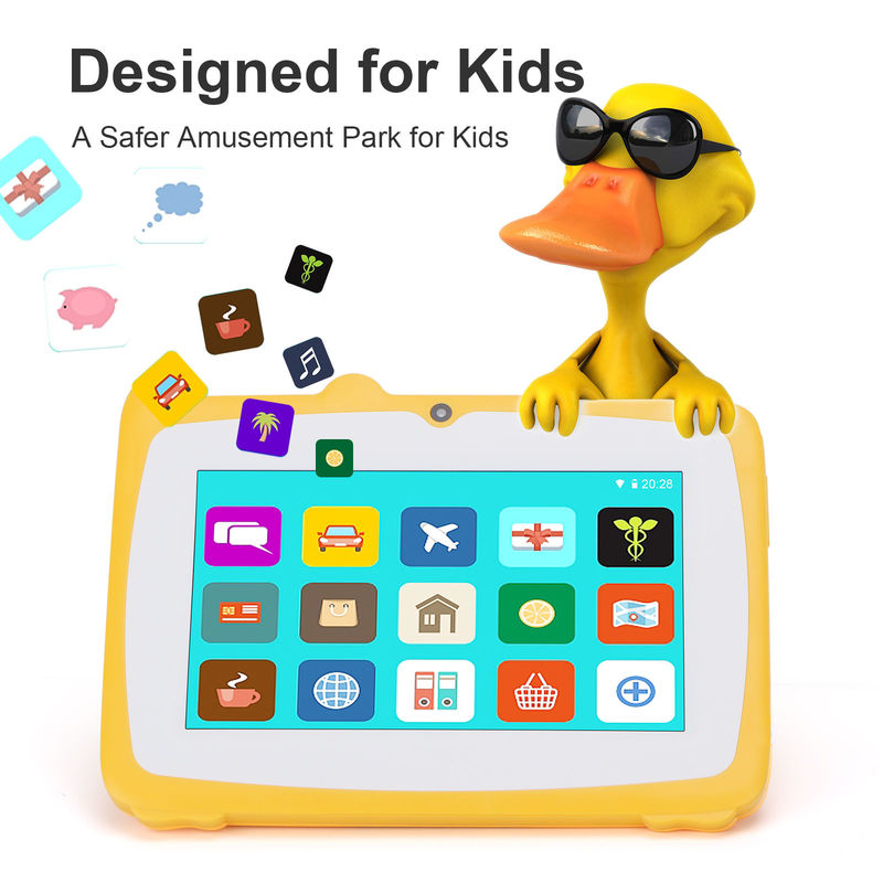 C idée 7 pouces Android Tablette d'apprentissage pour enfants 64 Go + 32 Go Stockage extensible HD Double caméra 2 MP + 2 MP CM80 Jaune