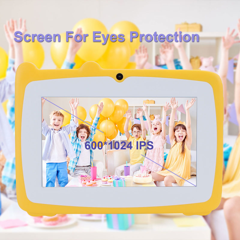 C idée 7 pouces Android Tablette d'apprentissage pour enfants 64 Go + 32 Go Stockage extensible HD Double caméra 2 MP + 2 MP CM80 Jaune