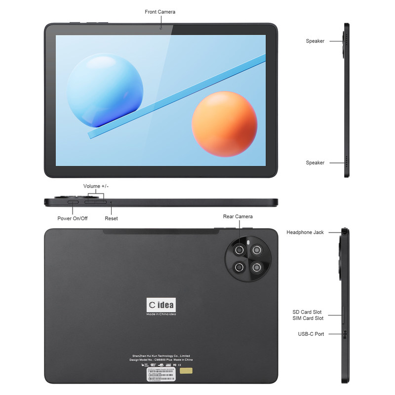 C Idée 512 Go de stockage 5G Wifi Trouch Écran 10.1 pouces Tablette avec carte SIM Pour l'école CM8800plus