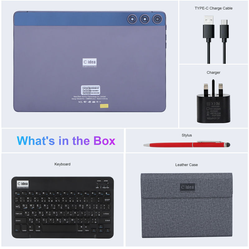 C idea Android Tablet 10,1 pouces avec double caméra 8 Go de RAM 512 Go de WIFI 5G avec souris clavier