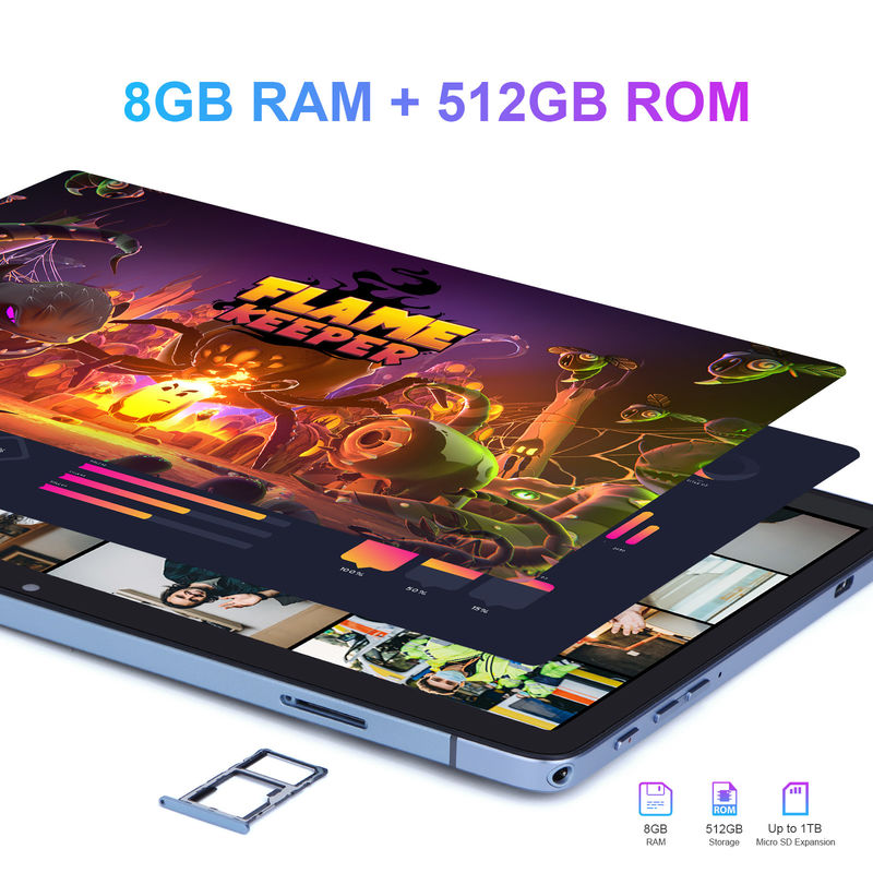 C idée Tablette Android WIFI 5G Tablette 10,1 pouces à double caméra 8 Go de RAM 512 Go avec souris clavier Prise en charge SIM pour les étudiants