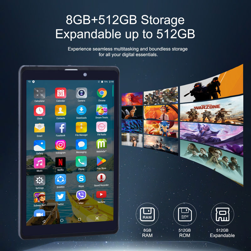 C idée Android Tablet PC à double caméra 8 pouces 1280x800 IPS HD Affichage Android 12 Tablettes pour les étudiants CM818-Gray