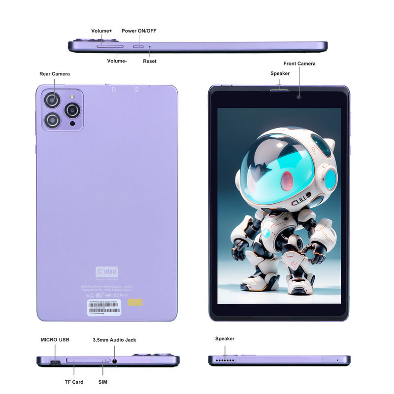 C Idea Portable 8 En Android Tablette PC 8 Go de RAM 512 Go Android 12 Tablette IPS HD Affichage Quad Core CM818-Purple