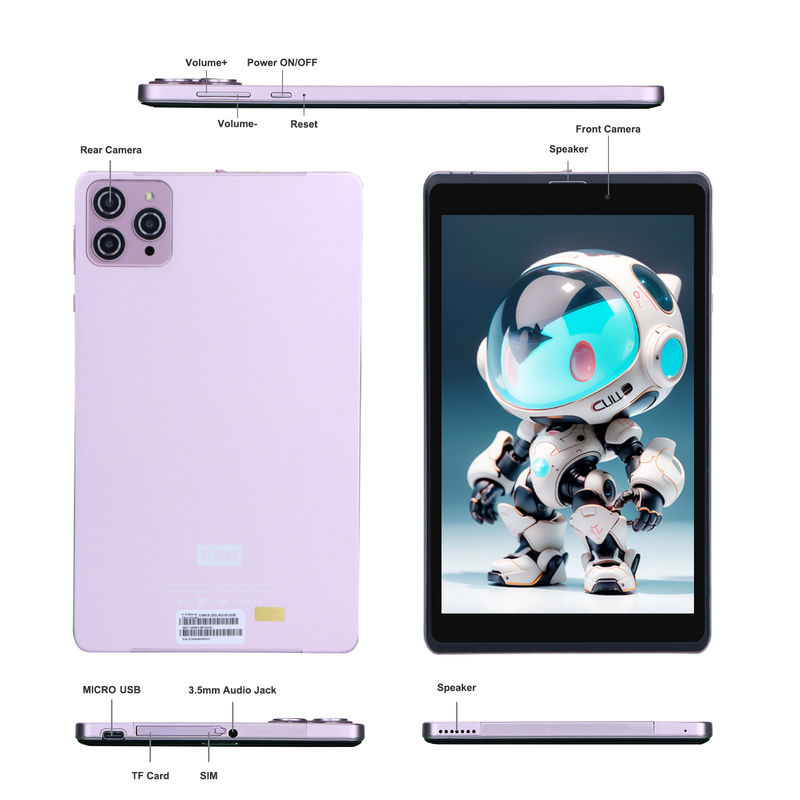 C Idea 8 pouces Android 12 Tablette 8000mAh Batterie 5MP + 8MP Caméra 8 Go de RAM 512 Go de ROM Pour l'enseignement Apprentissage CM818-rose