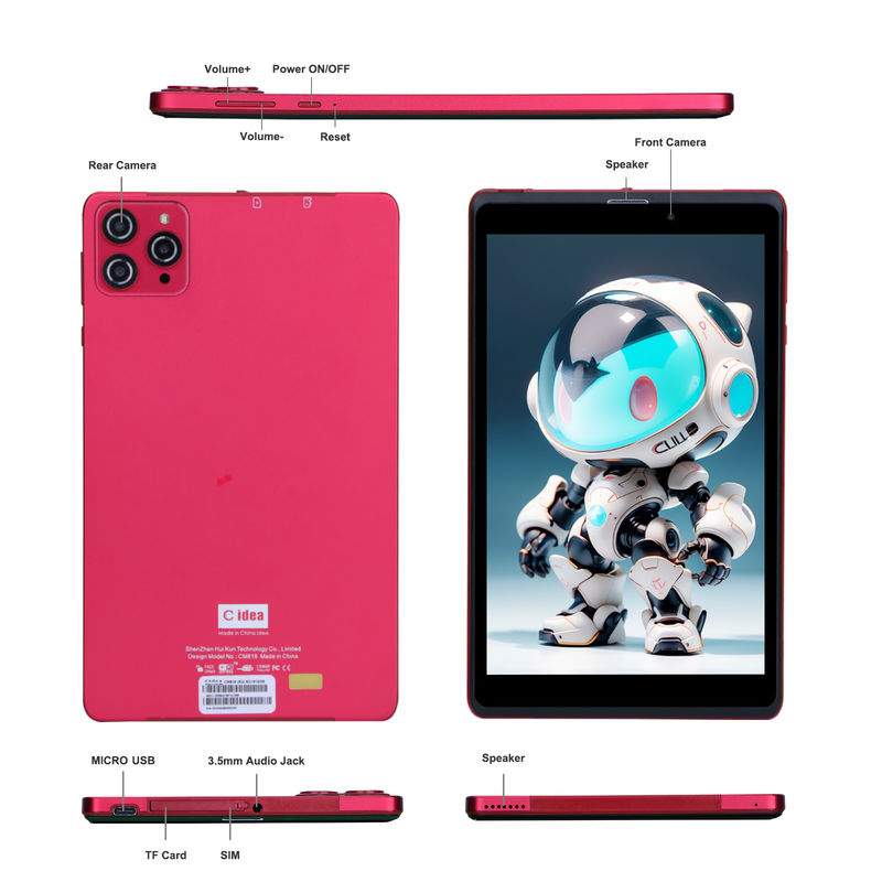 C idée 8 pouces Android 12 Tablet 8 Go de RAM 512 Go de ROM 8000 mAh Batterie 5 + 8 MP Caméra pour les adolescents avec support SIM CM818-rouge