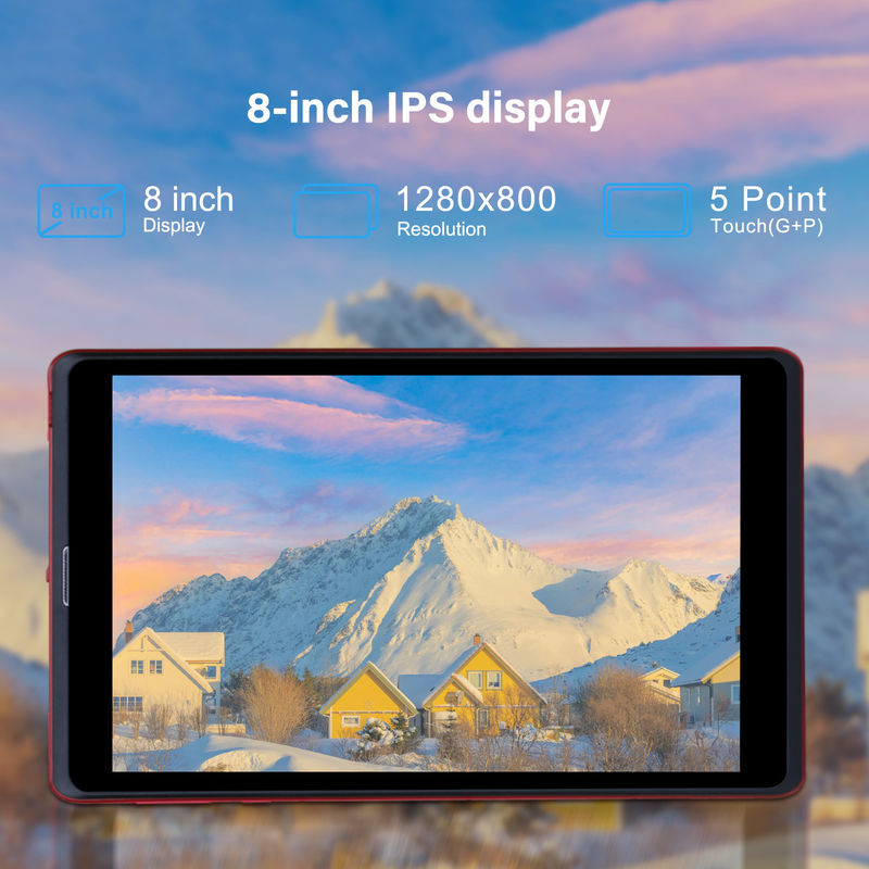 C idée 8 pouces Android 12 Tablet 8 Go de RAM 512 Go de ROM 8000 mAh Batterie 5 + 8 MP Caméra pour étudiant avec support SIM CM818-rouge