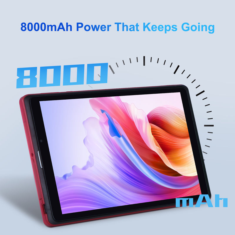 C idée 8 pouces Android 12 Tablet 8 Go de RAM 512 Go de ROM 8000 mAh Batterie 5 + 8 MP Caméra pour étudiant avec support SIM CM818-rouge
