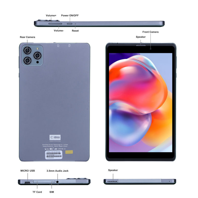 C idée Android Tablet PC à double caméra 8 pouces 1280x800 IPS HD Affichage Android 12 Tablettes pour les étudiants CM818-Gray