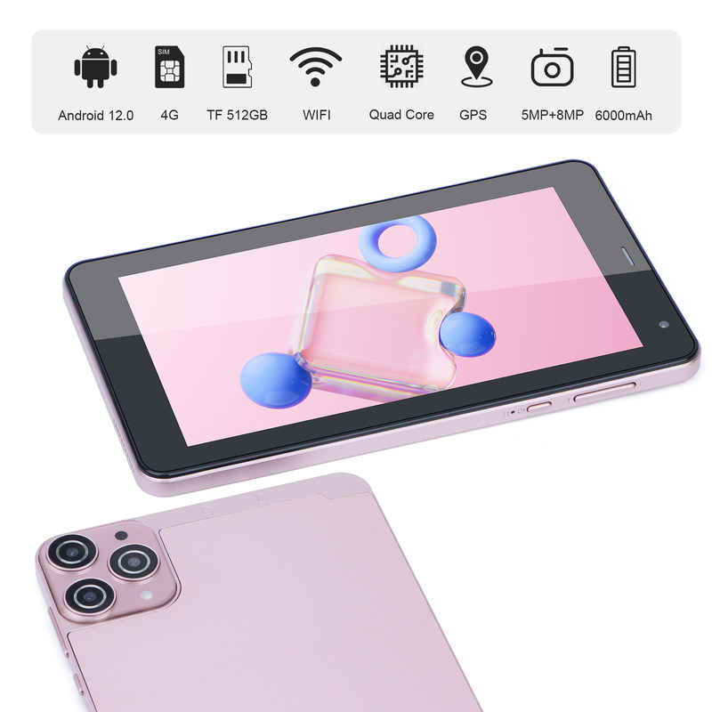 C idée 7 pouces tablettes intelligentes Android 6+128GB Quad Core WiFi Tablette HD écran tactile pour les adolescents CM515 ((Rose)