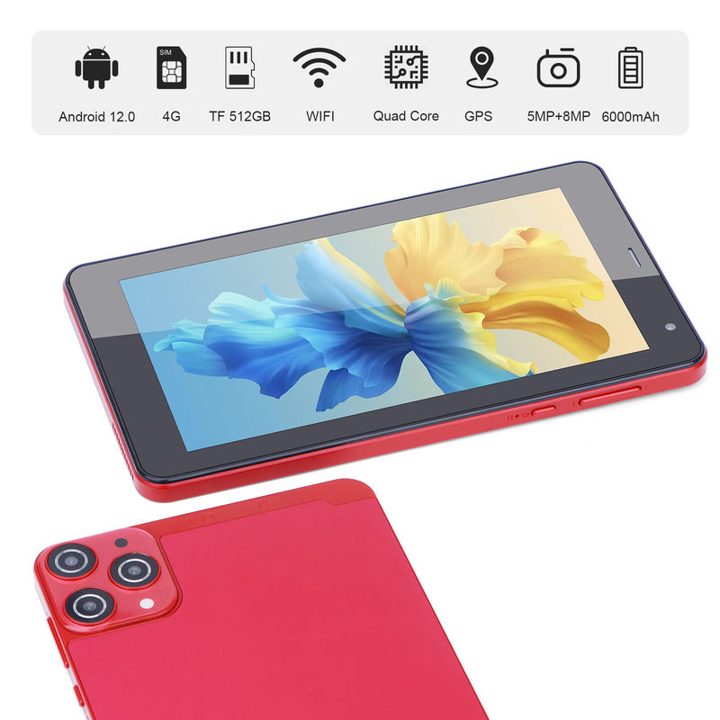 C Idea WiFi 5G Tablette 7 pouces Tablettes 6+128 Go Écran tactile quadricœur pour l'éducation CM515 (rouge)